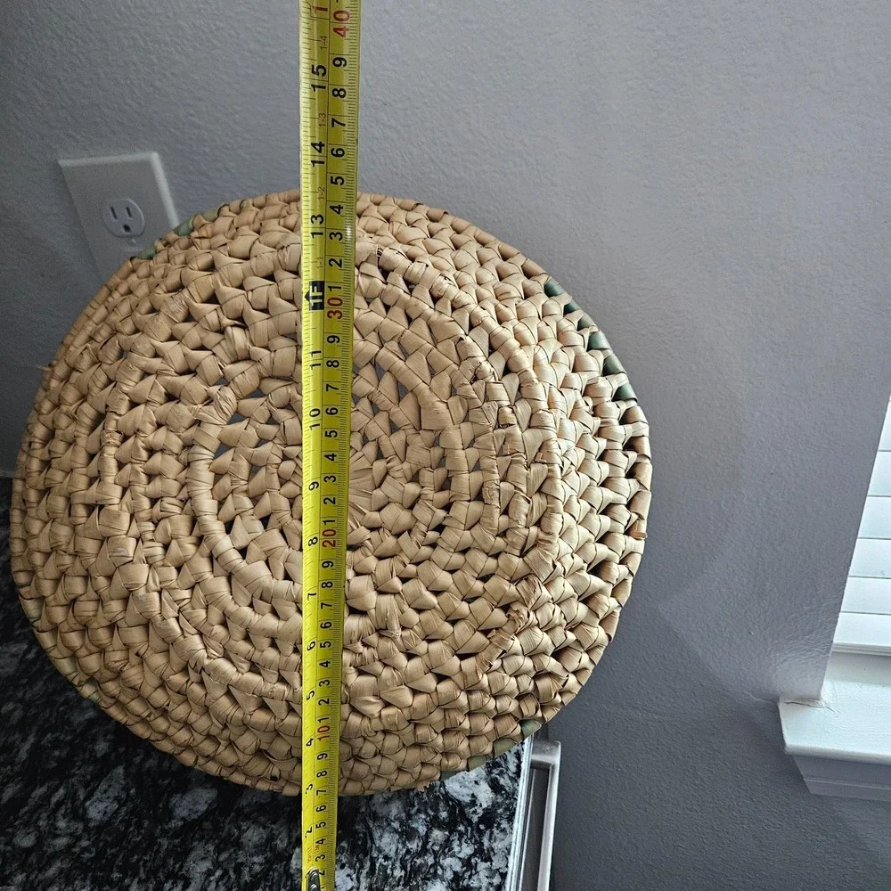 Vintage Native American Coiled‎ Basket Bowl colorful pattern with Handles